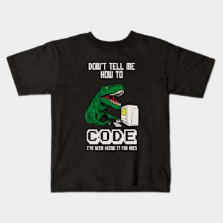 Coder T-Rex Computer Geek Funny Programmer Kids T-Shirt